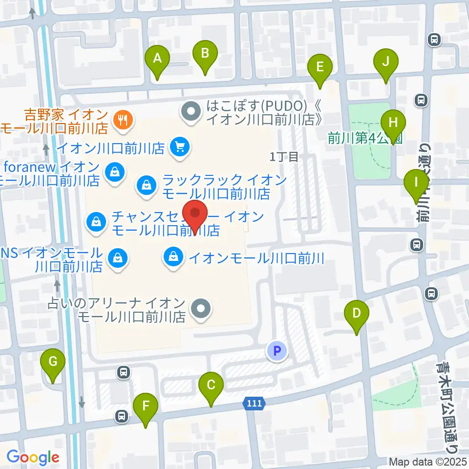 島村楽器イオンモール川口前川店周辺の駐車場・コインパーキング一覧地図
