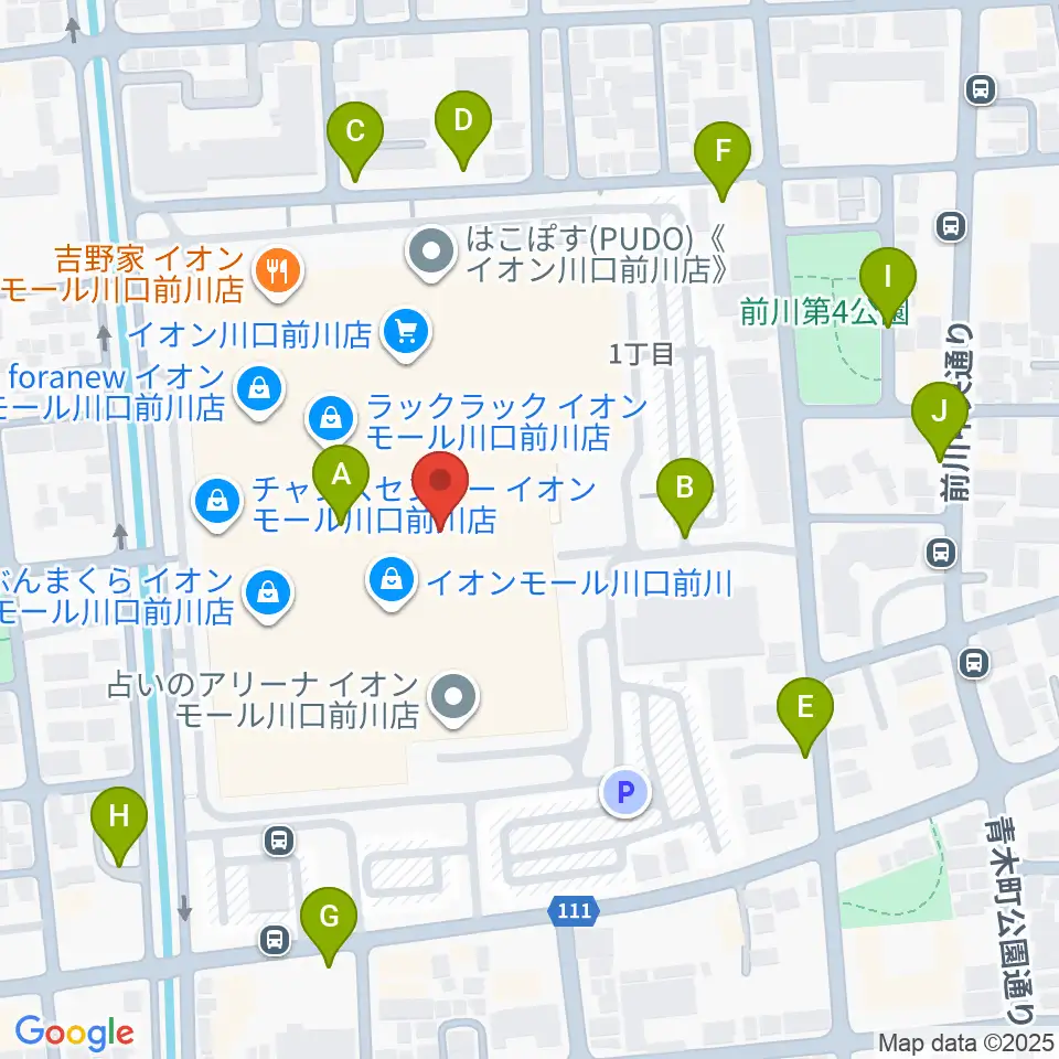 島村楽器イオンモール川口前川店周辺の駐車場・コインパーキング一覧地図