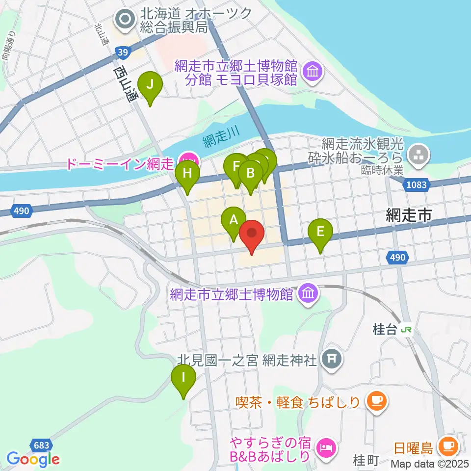 網走市民会館周辺の駐車場・コインパーキング一覧地図