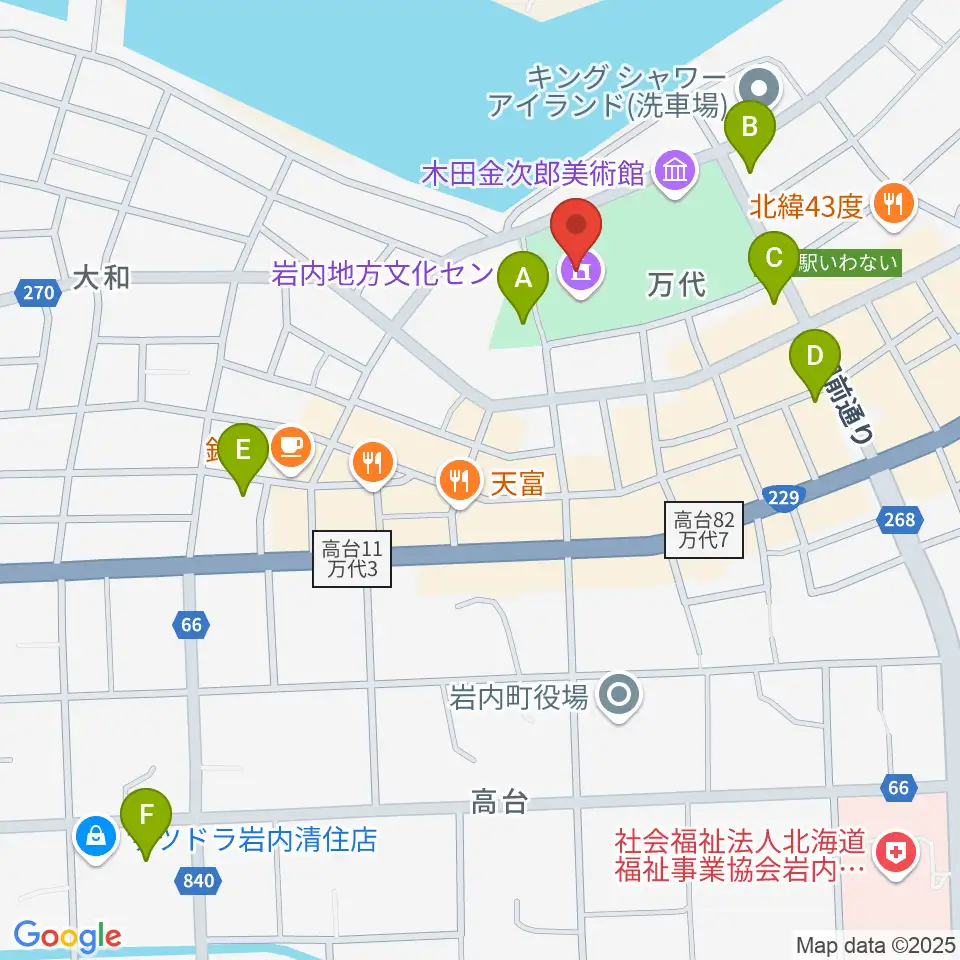 岩内地方文化センター周辺の駐車場・コインパーキング一覧地図