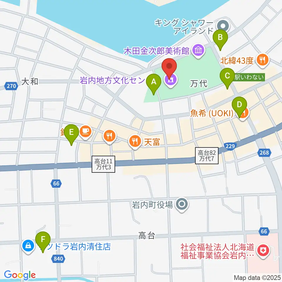 岩内地方文化センター周辺の駐車場・コインパーキング一覧地図