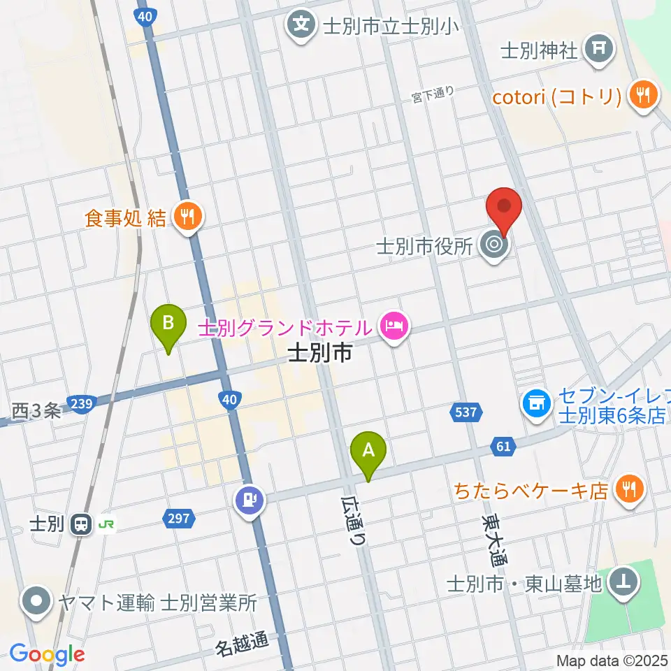 士別市民文化センター周辺の駐車場・コインパーキング一覧地図