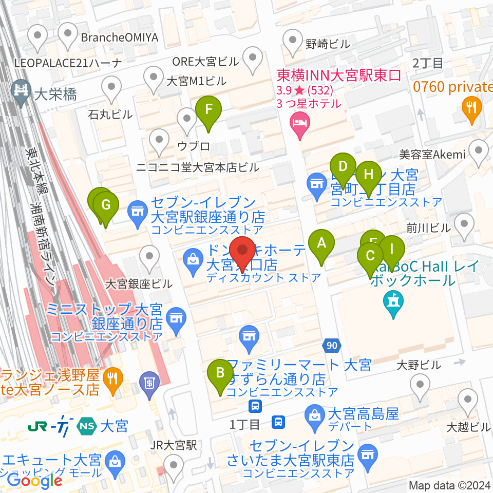 島村楽器 大宮店周辺の駐車場・コインパーキング一覧地図