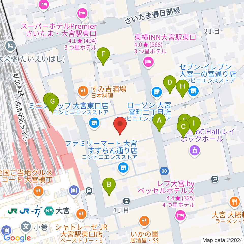 島村楽器 大宮店周辺の駐車場・コインパーキング一覧地図