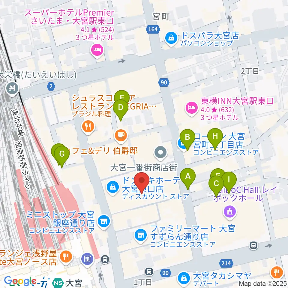 島村楽器 大宮店周辺の駐車場・コインパーキング一覧地図