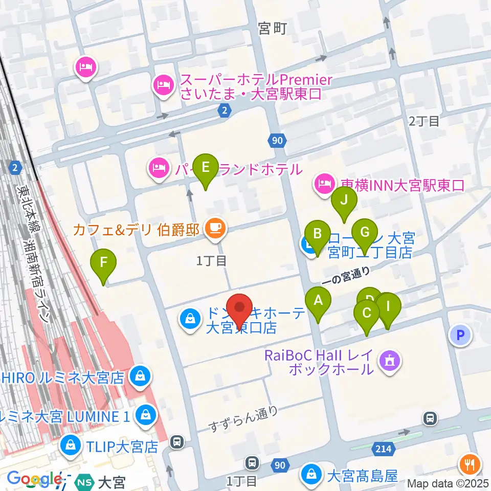島村楽器 大宮店周辺の駐車場・コインパーキング一覧地図