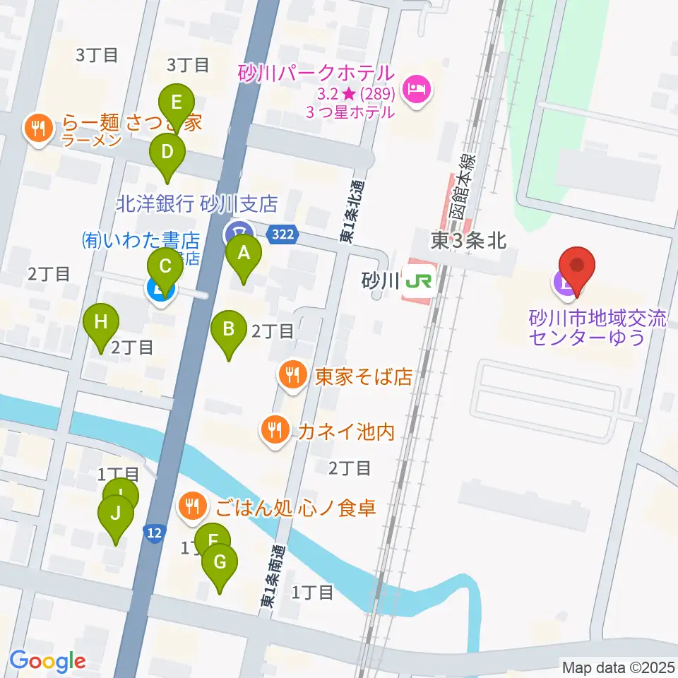 砂川市地域交流センターゆう周辺の駐車場・コインパーキング一覧地図