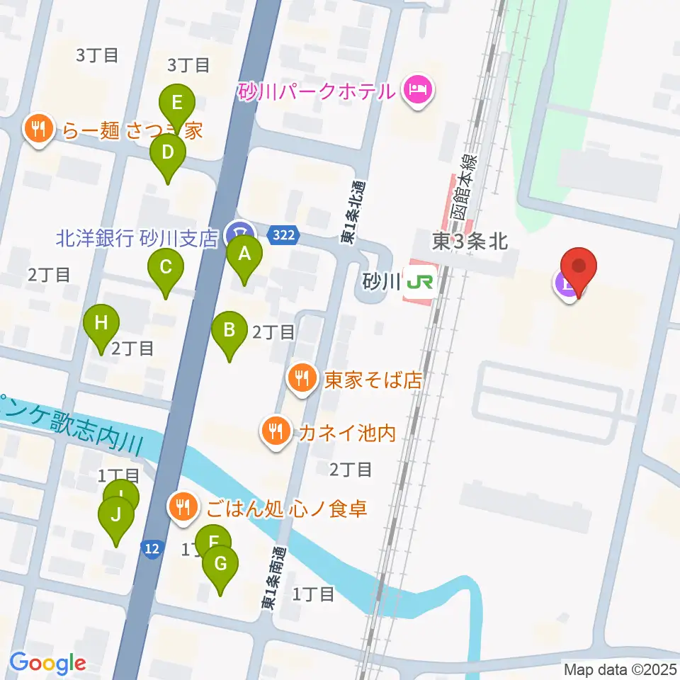 砂川市地域交流センターゆう周辺の駐車場・コインパーキング一覧地図