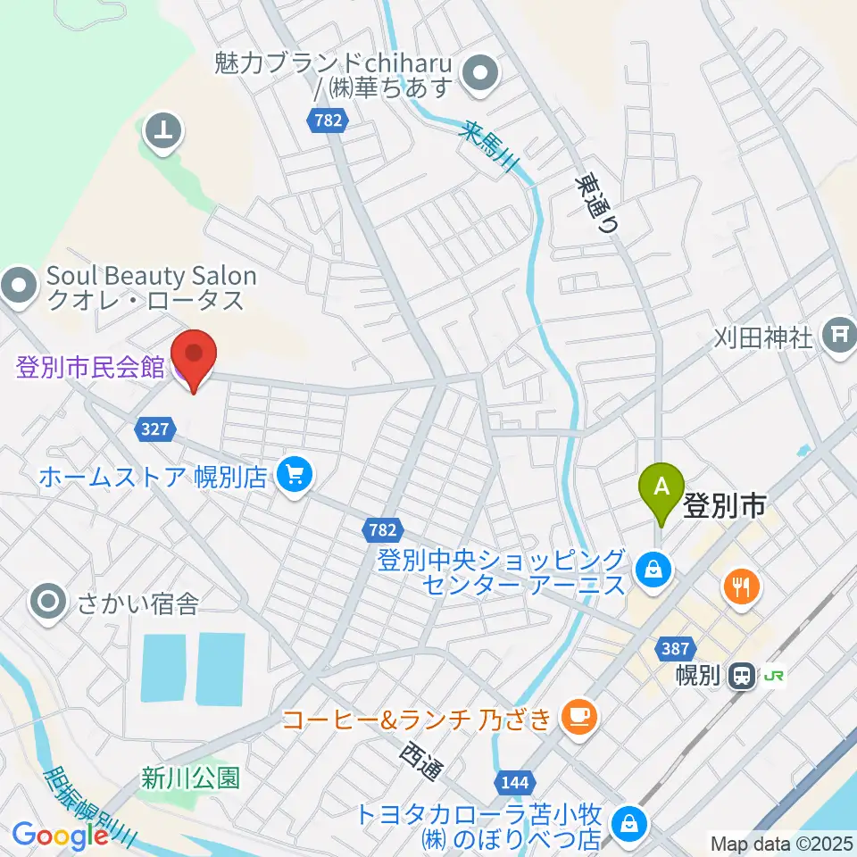 登別市民会館周辺の駐車場・コインパーキング一覧地図