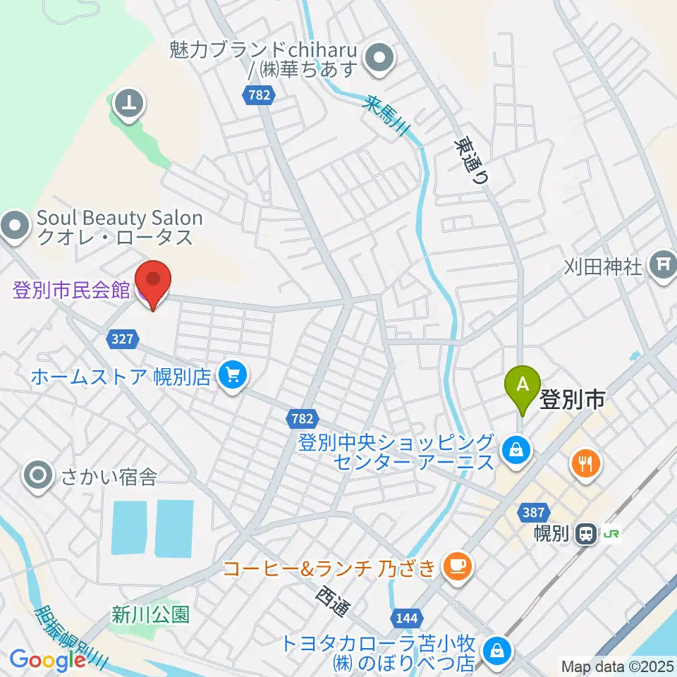 登別市民会館周辺の駐車場・コインパーキング一覧地図