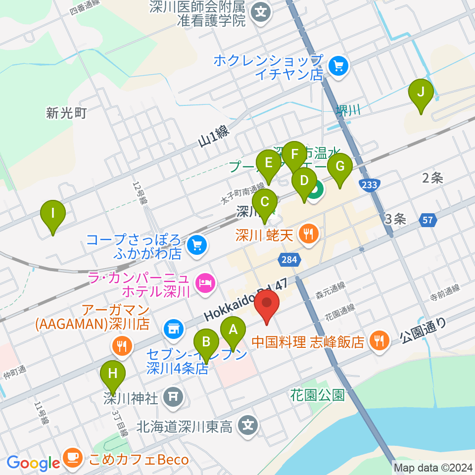 深川市文化交流ホールみ・らい周辺の駐車場・コインパーキング一覧地図