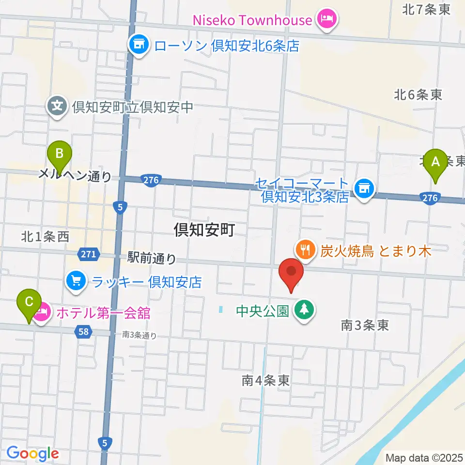 倶知安町公民館・文化福祉センター周辺の駐車場・コインパーキング一覧地図
