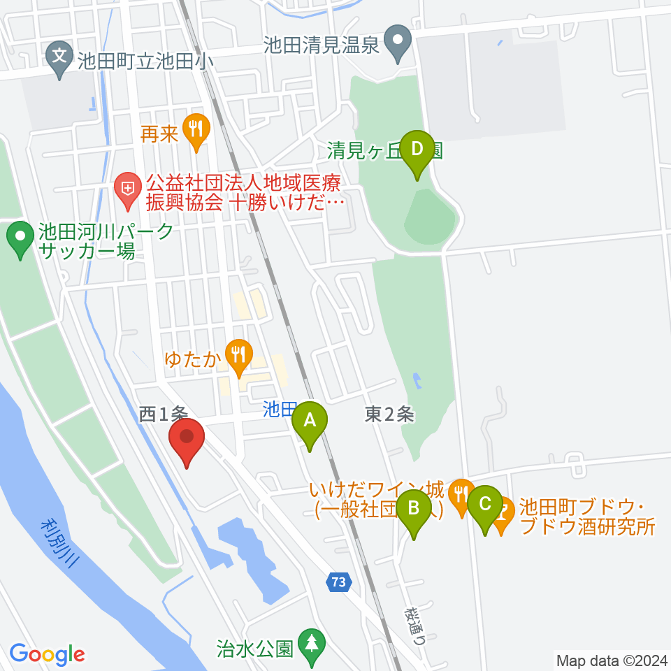 池田町田園ホール周辺の駐車場・コインパーキング一覧地図