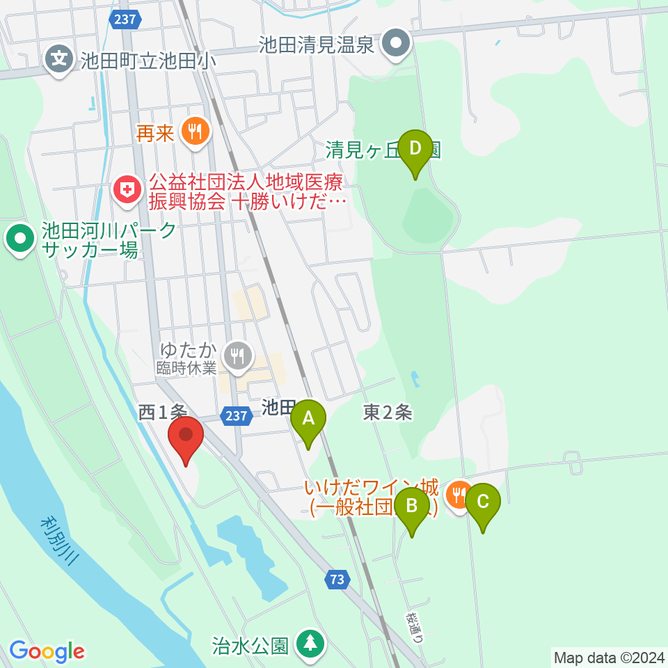 池田町田園ホール周辺の駐車場・コインパーキング一覧地図