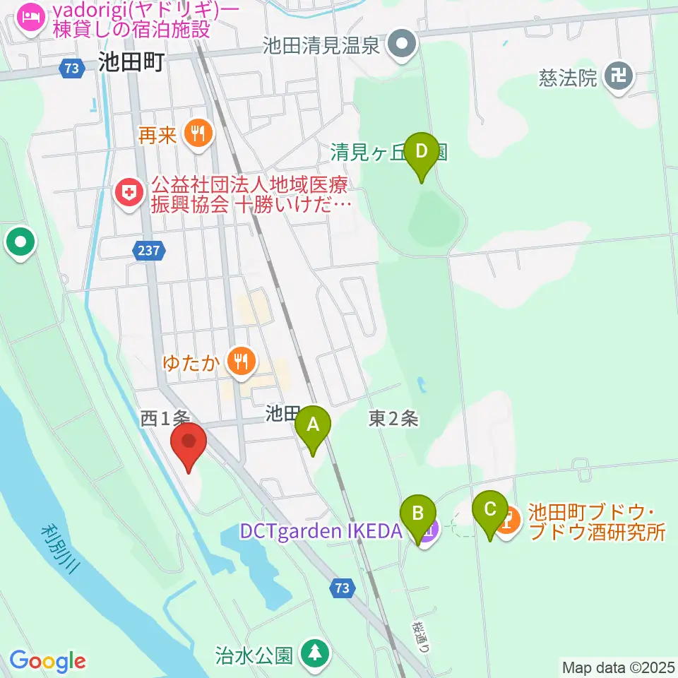 池田町田園ホール周辺の駐車場・コインパーキング一覧地図