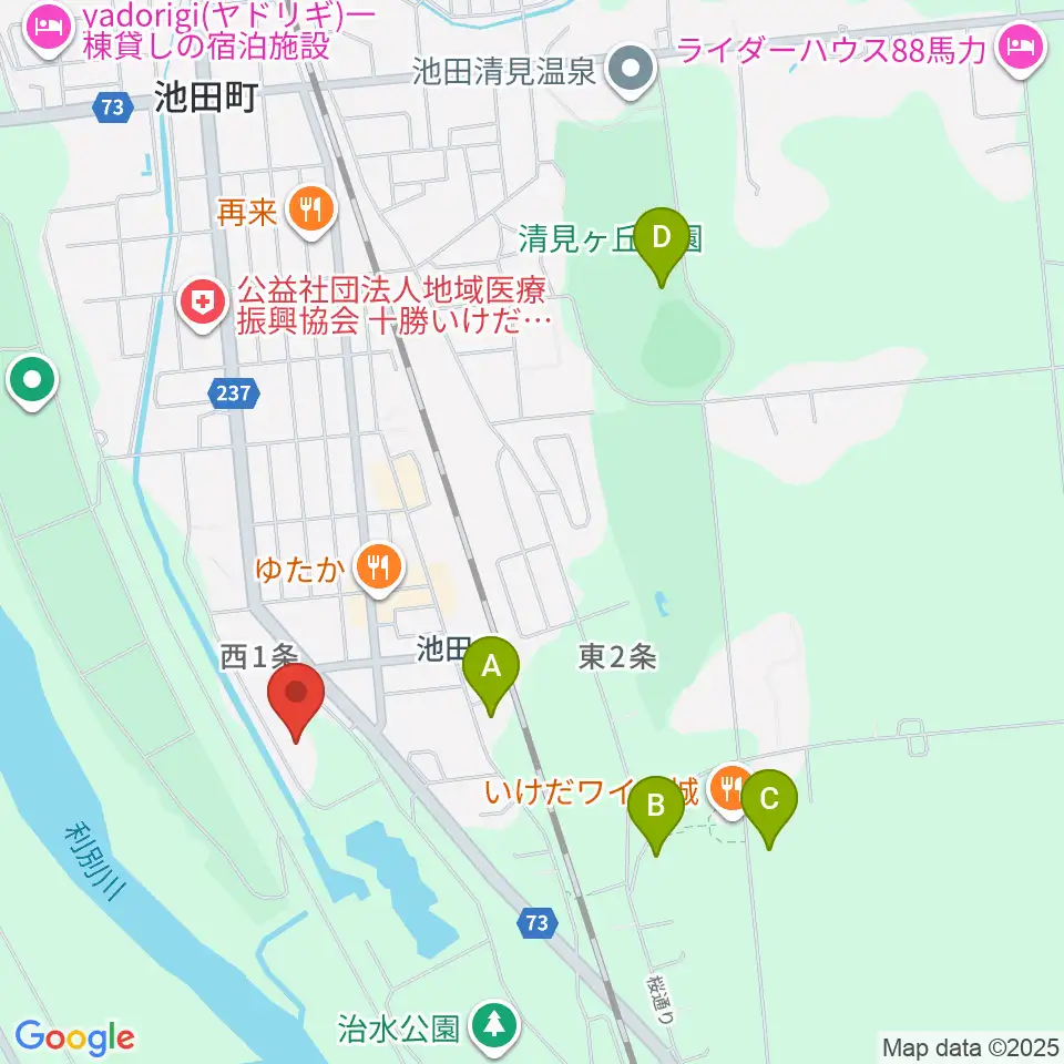 池田町田園ホール周辺の駐車場・コインパーキング一覧地図