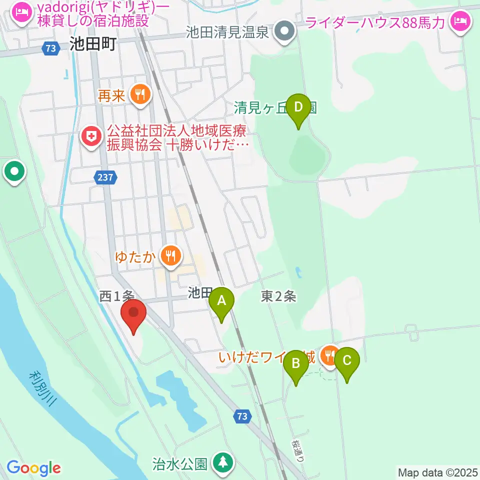 池田町田園ホール周辺の駐車場・コインパーキング一覧地図