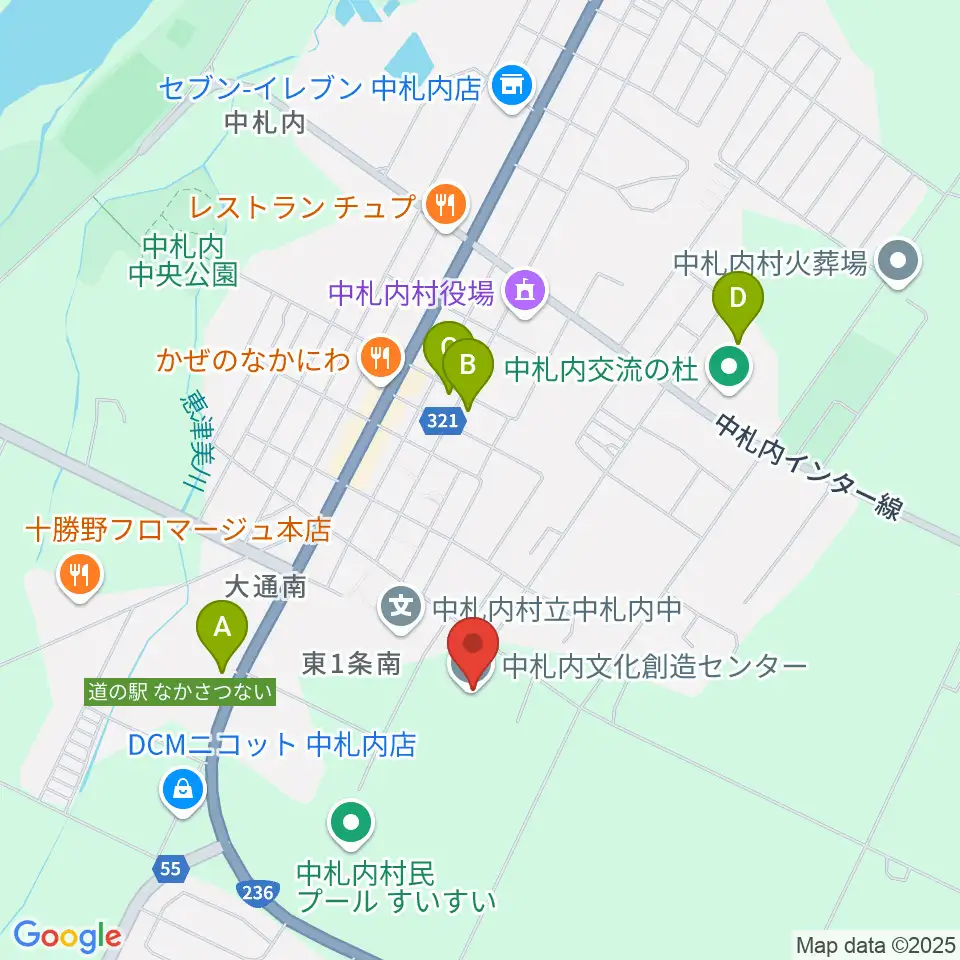 中札内文化創造センター ハーモニーホール周辺の駐車場・コインパーキング一覧地図