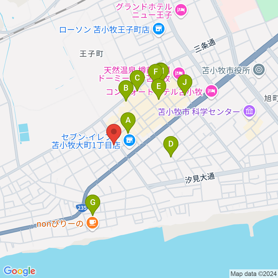 苫小牧市文化交流センター アイビー・プラザ周辺の駐車場・コインパーキング一覧地図