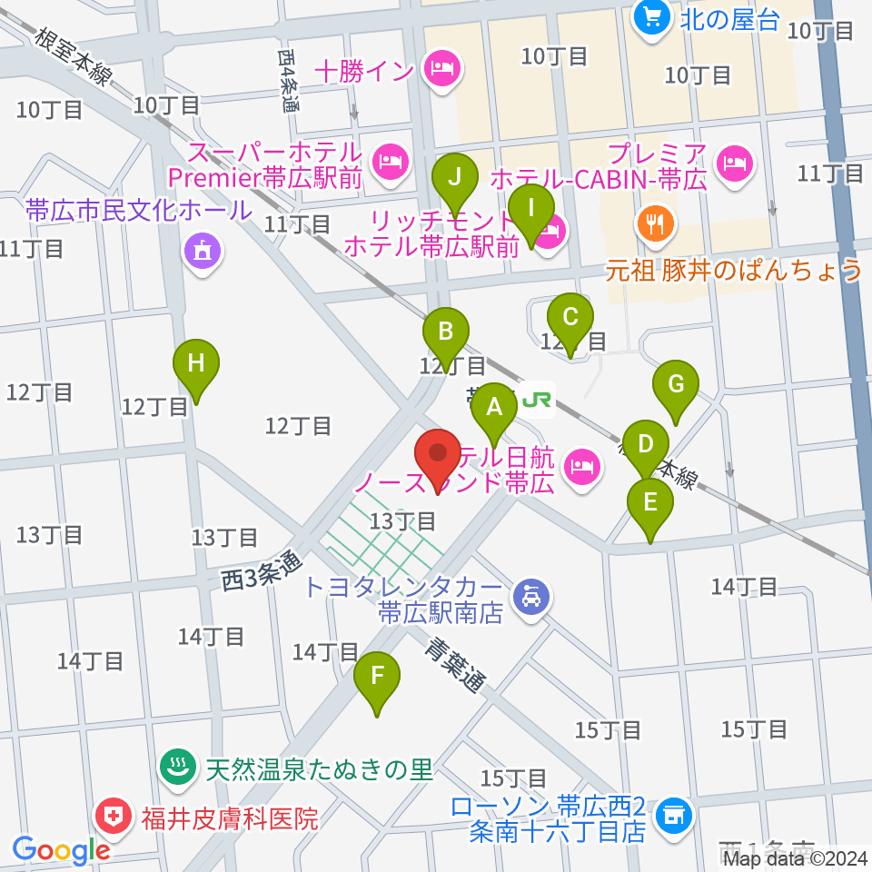 とかちプラザ レインボーホール周辺の駐車場・コインパーキング一覧地図