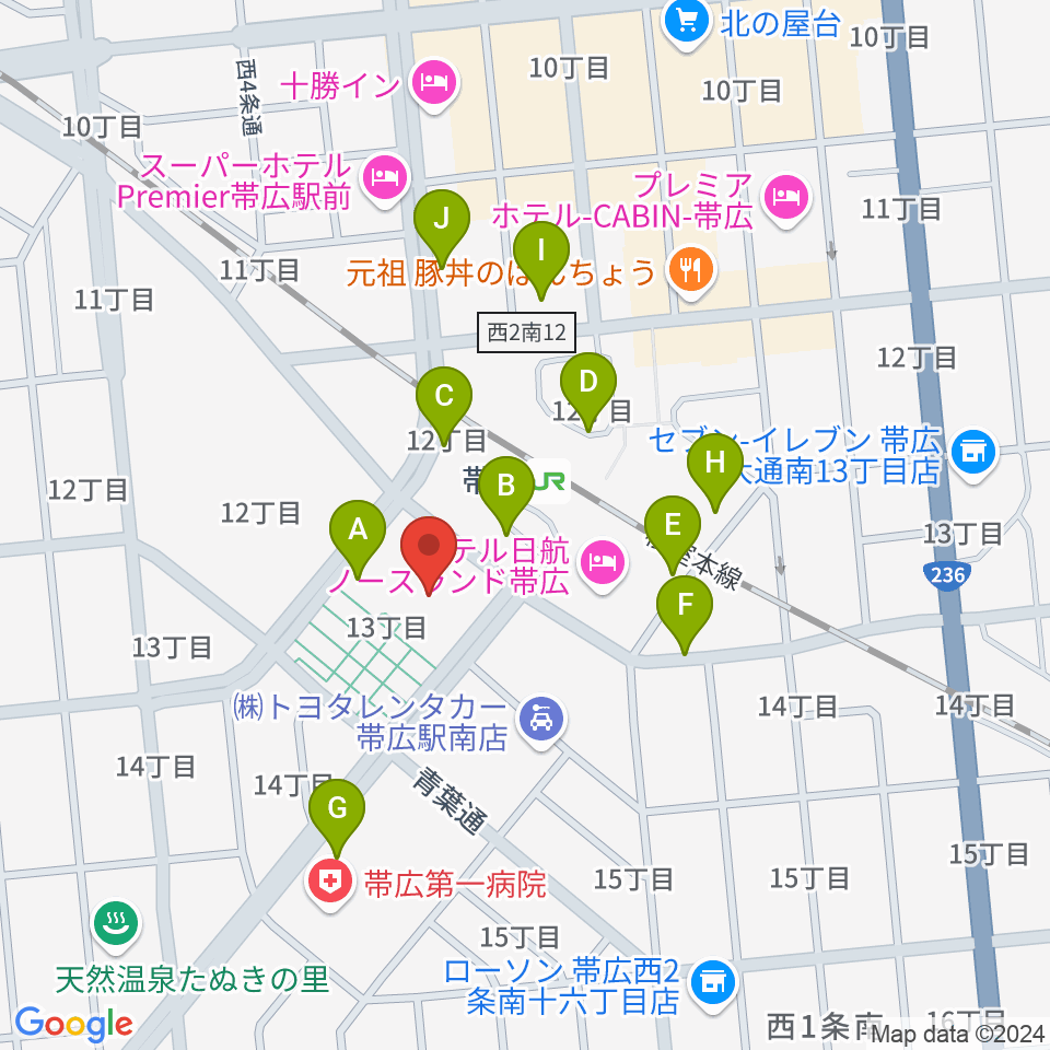 とかちプラザ レインボーホール周辺の駐車場・コインパーキング一覧地図