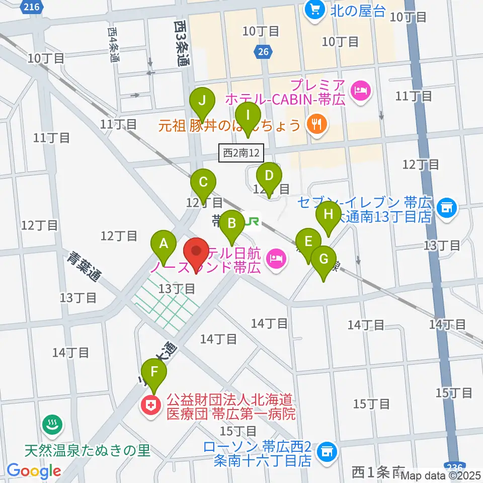 とかちプラザ レインボーホール周辺の駐車場・コインパーキング一覧地図