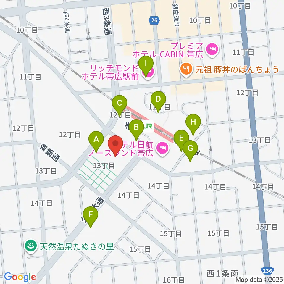 とかちプラザ レインボーホール周辺の駐車場・コインパーキング一覧地図