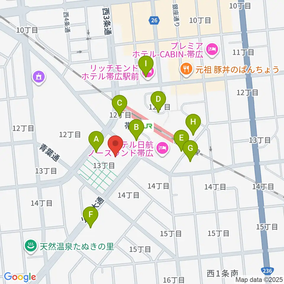 とかちプラザ レインボーホール周辺の駐車場・コインパーキング一覧地図