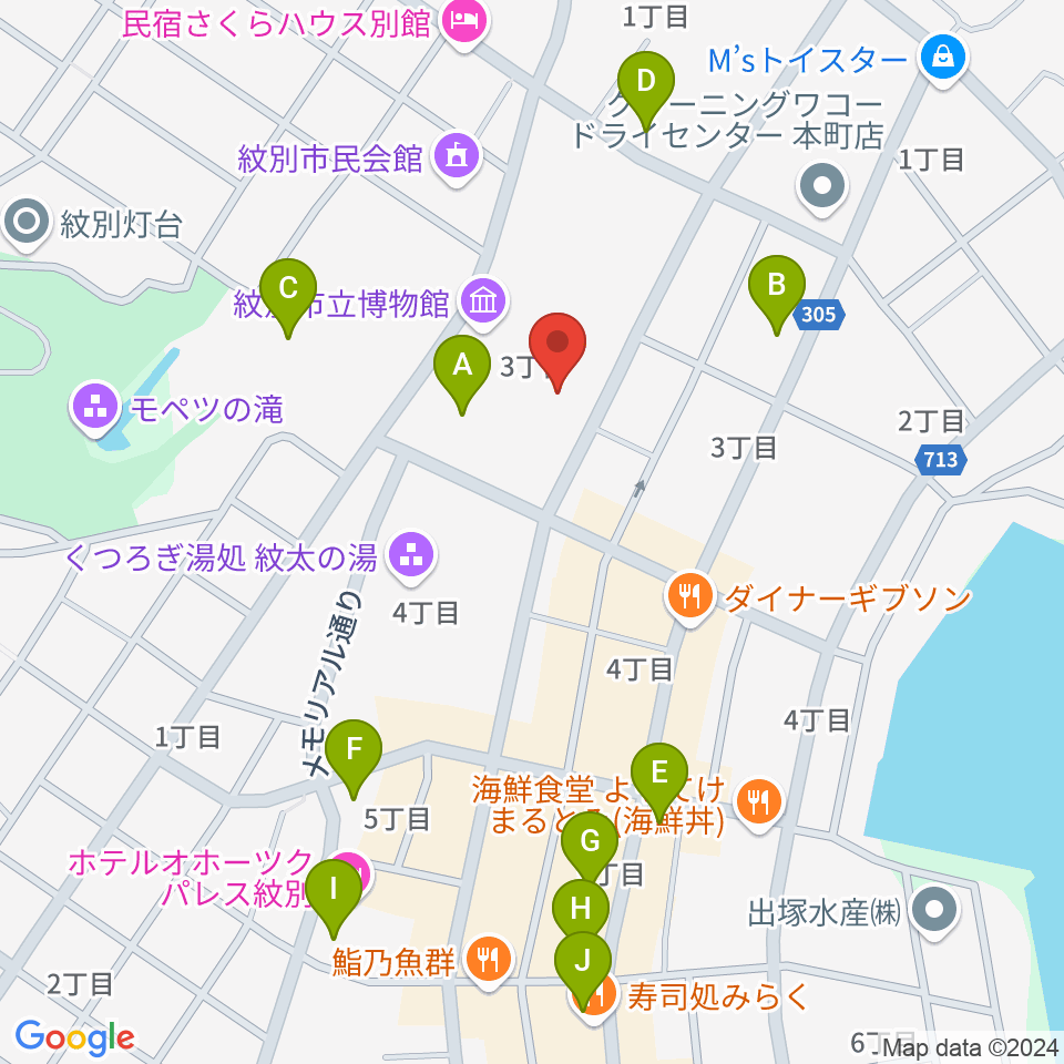 紋別市文化会館周辺の駐車場・コインパーキング一覧地図