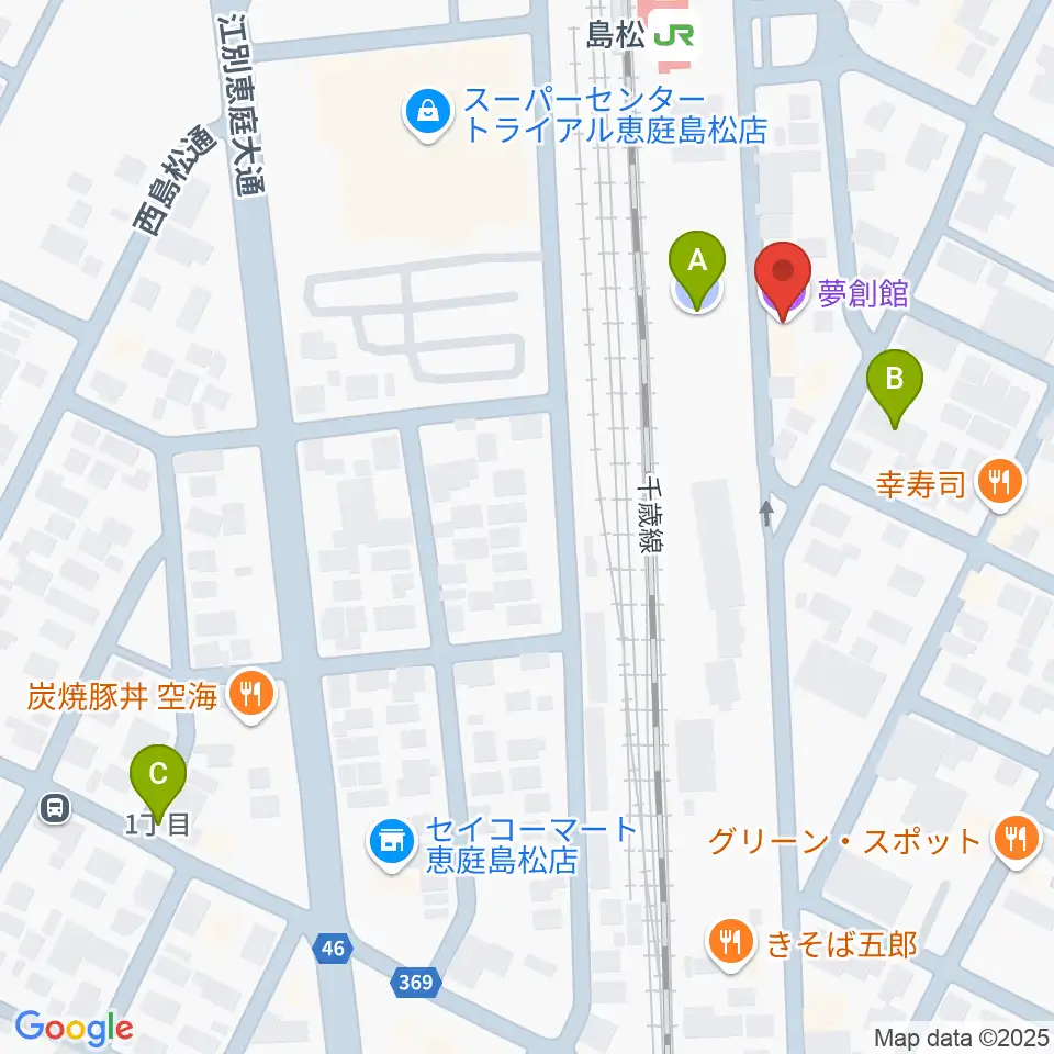 夢創館周辺の駐車場・コインパーキング一覧地図