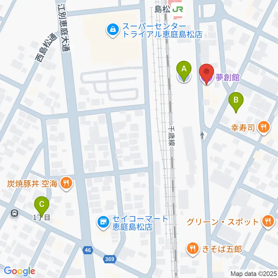 夢創館周辺の駐車場・コインパーキング一覧地図