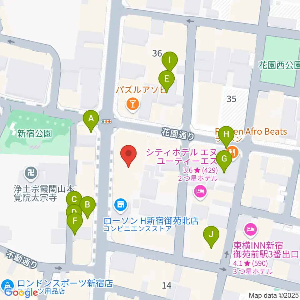御苑音楽スタジオ周辺の駐車場・コインパーキング一覧地図