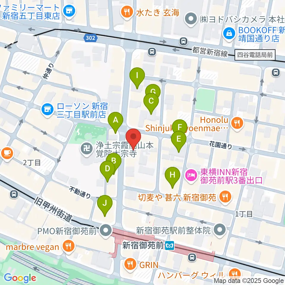 御苑音楽スタジオ周辺の駐車場・コインパーキング一覧地図