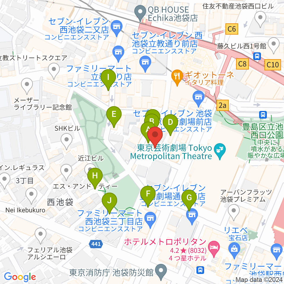 池袋フィールド周辺の駐車場・コインパーキング一覧地図