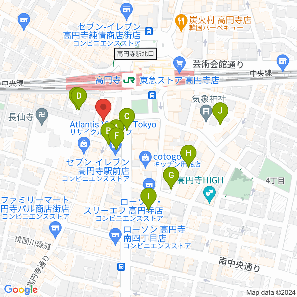 高円寺スタジオドム周辺の駐車場・コインパーキング一覧地図