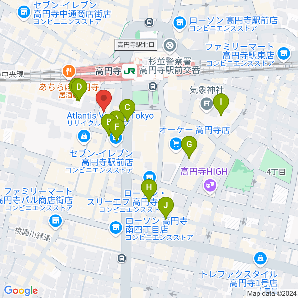 高円寺スタジオドム周辺の駐車場・コインパーキング一覧地図