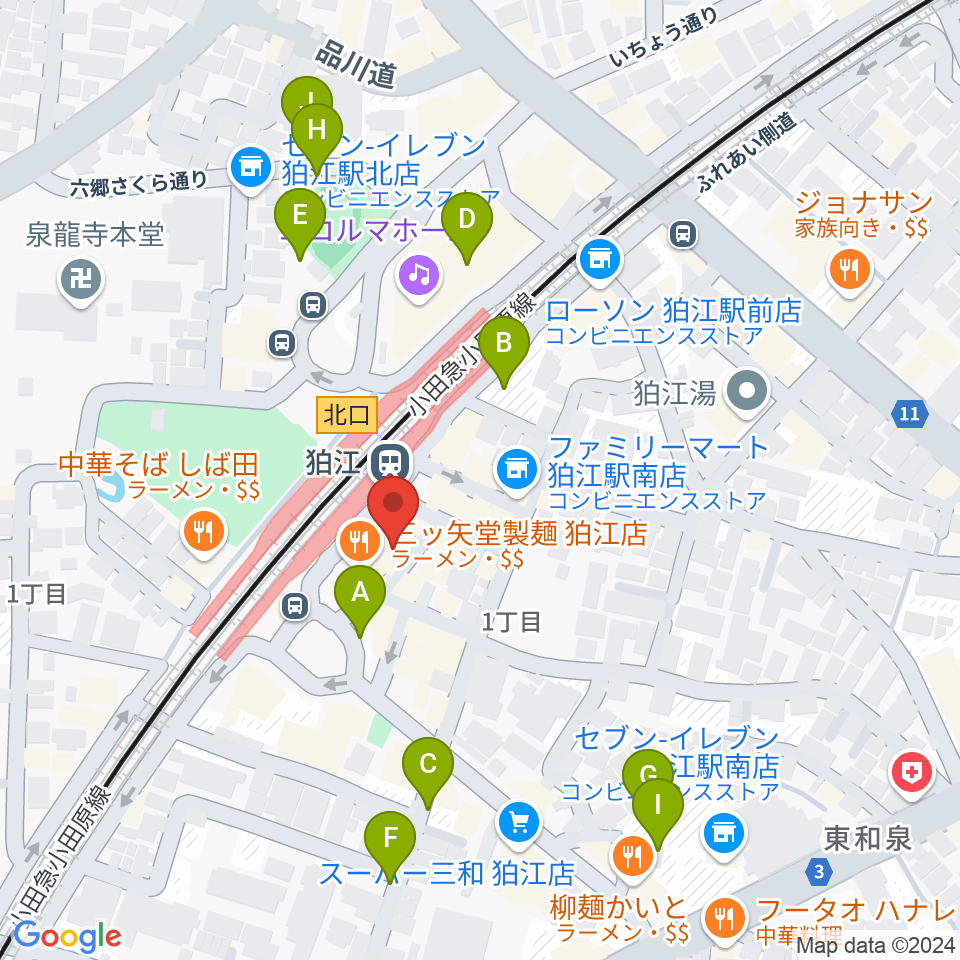 狛江スタジオBEN辿（ベンテン）周辺の駐車場・コインパーキング一覧地図