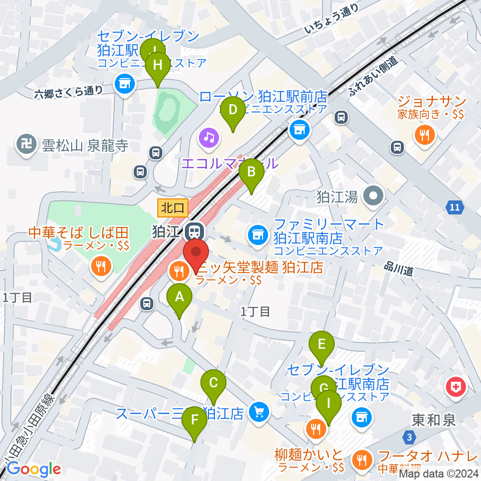 狛江スタジオBEN辿（ベンテン）周辺の駐車場・コインパーキング一覧地図