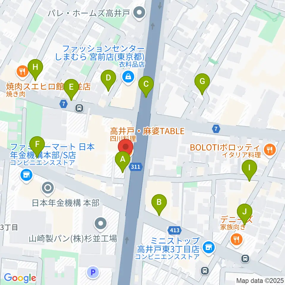 高井戸音楽スクール&スタジオ周辺の駐車場・コインパーキング一覧地図