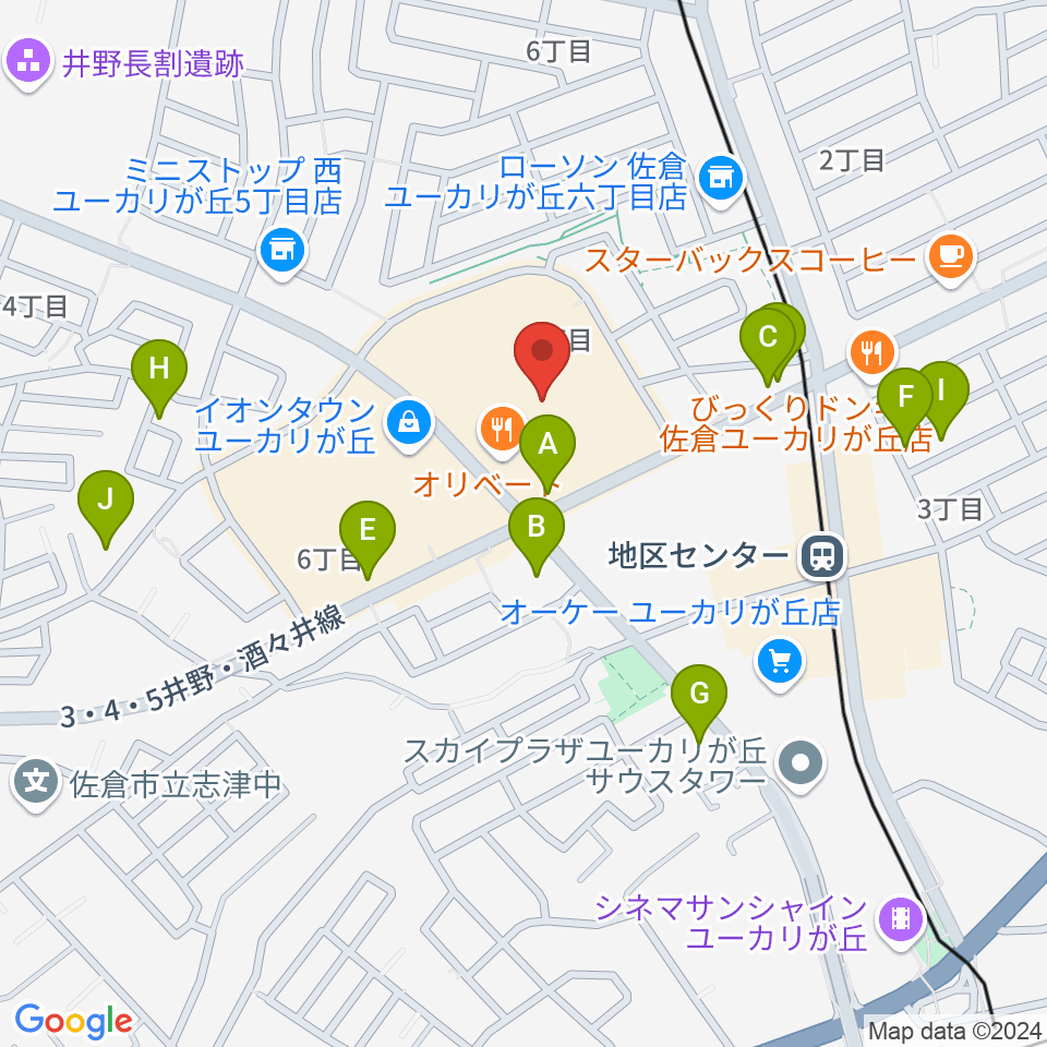 島村楽器 イオンタウンユーカリが丘店周辺の駐車場・コインパーキング一覧地図