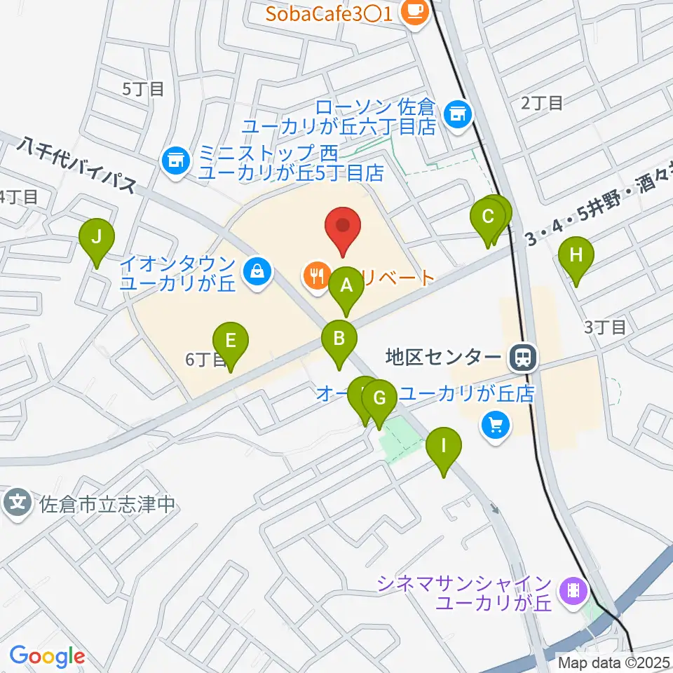 島村楽器 イオンタウンユーカリが丘店周辺の駐車場・コインパーキング一覧地図