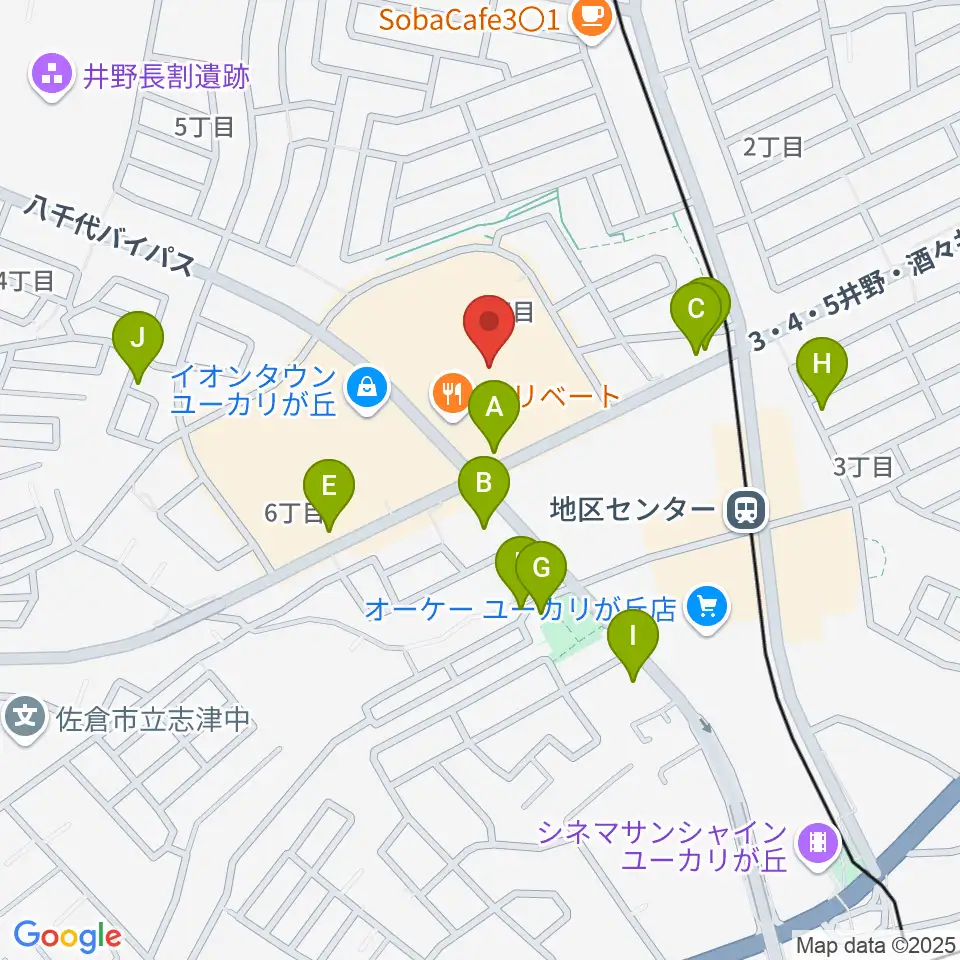 島村楽器 イオンタウンユーカリが丘店周辺の駐車場・コインパーキング一覧地図