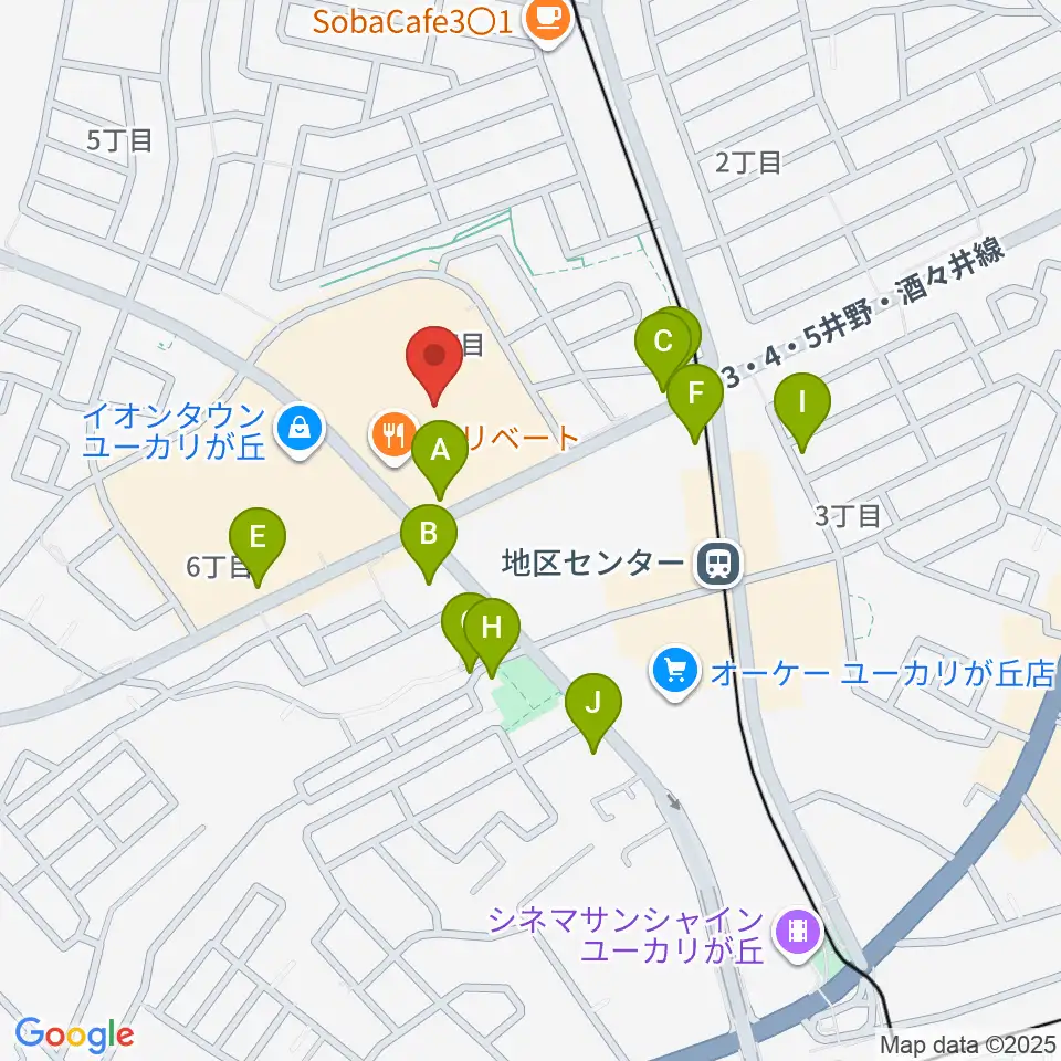 島村楽器 イオンタウンユーカリが丘店周辺の駐車場・コインパーキング一覧地図