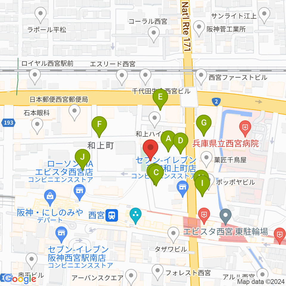 阪神西宮ゴールウェイ周辺の駐車場・コインパーキング一覧地図