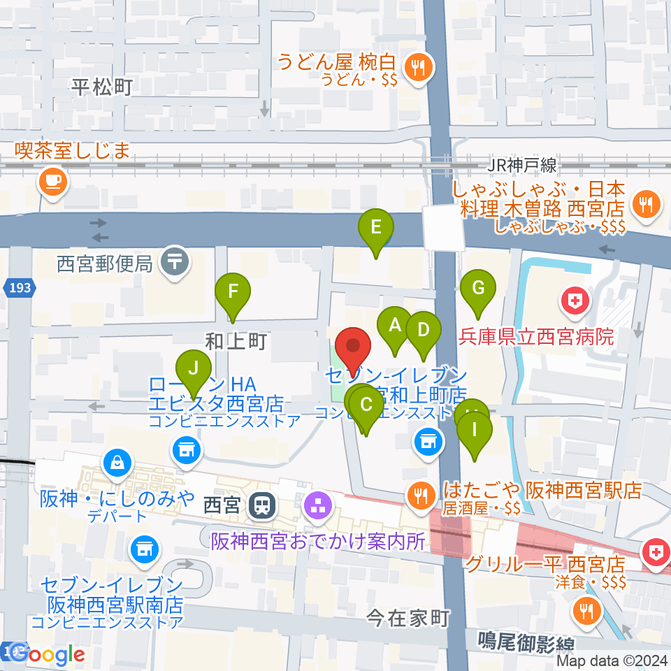 阪神西宮ゴールウェイ周辺の駐車場・コインパーキング一覧地図