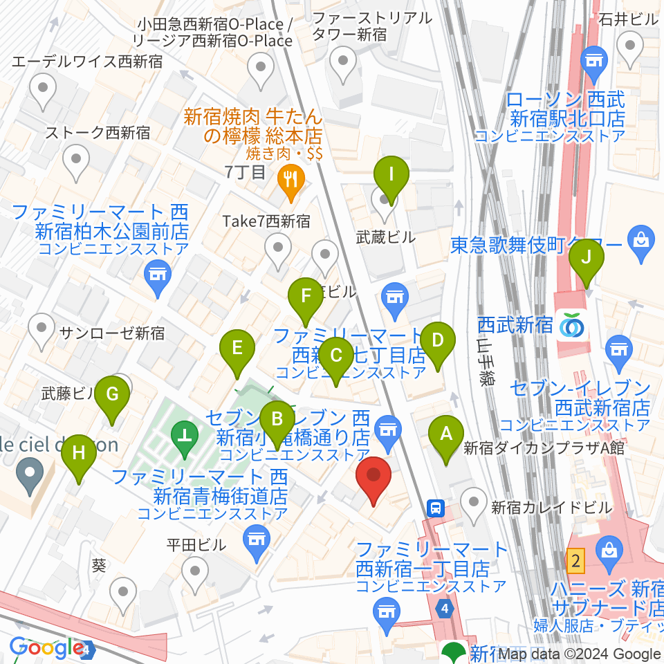 サウンドスタジオノア 新宿店周辺の駐車場・コインパーキング一覧地図