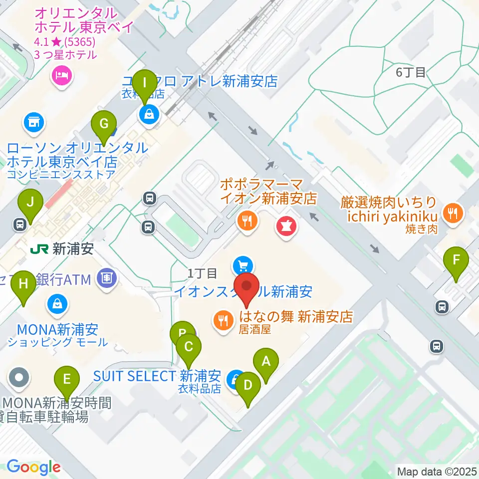 島村楽器 イオン新浦安店周辺の駐車場・コインパーキング一覧地図