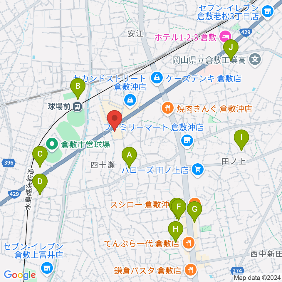 倉敷スタジオバース周辺の駐車場・コインパーキング一覧地図