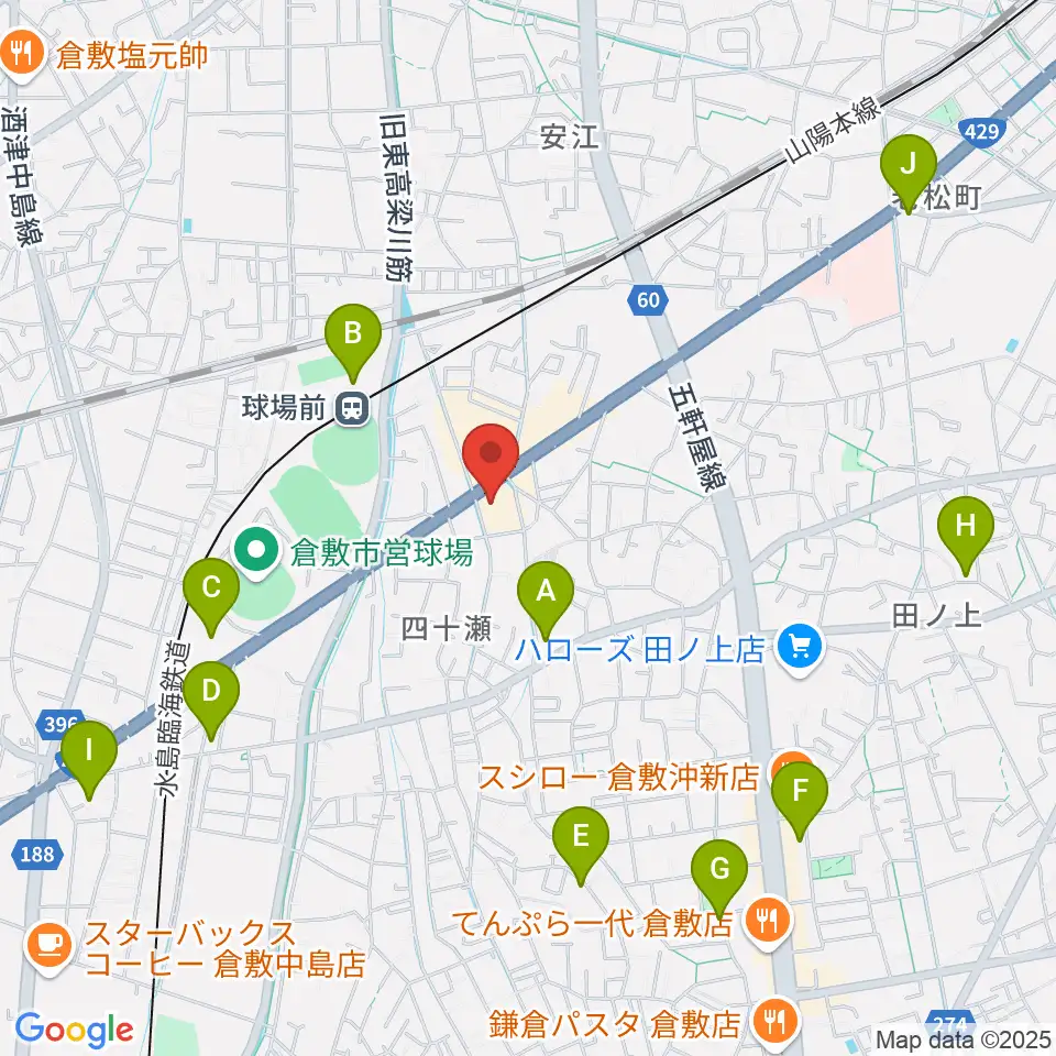 倉敷スタジオバース周辺の駐車場・コインパーキング一覧地図