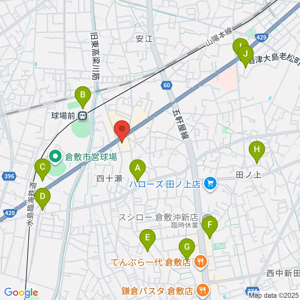 倉敷スタジオバース周辺の駐車場・コインパーキング一覧地図